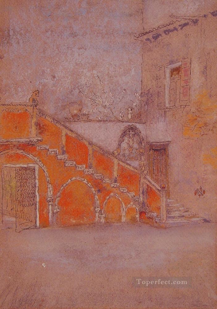 The Staircase Note in Red James Abbott McNeill Whistler Oil Paintings